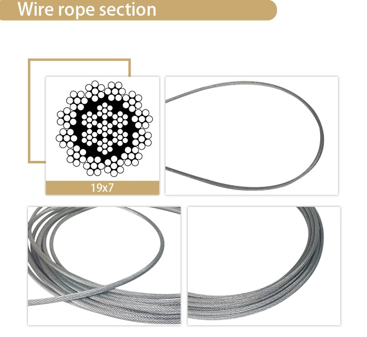 Lifting Towing Wire Cable 19X7 6mm 8mm Galvanized Steel Wire Rope